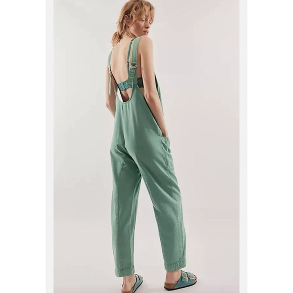 New Free People High Roller Cord Jumpsuit Onesie One Piece We The Free Green XL - Picture 8 of 8